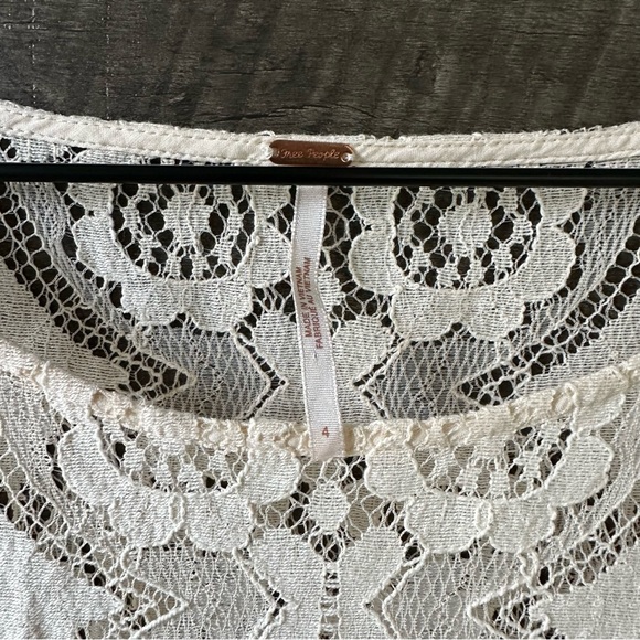 Free People Walking to the Sun Cream Lace Dress Sz 4 - Picture 4 of 7